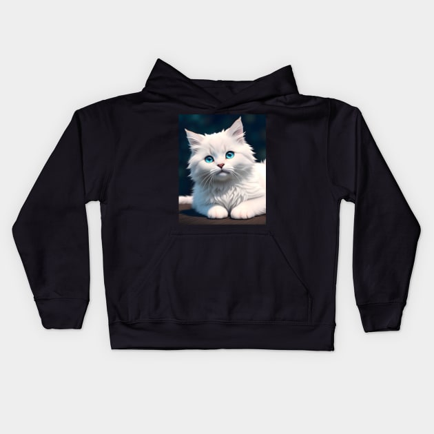 Adorable Kitten - Modern digital art Kids Hoodie by Ai-michiart